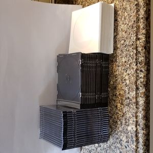 SLIM JEWEL CD DVD PLASTIC  CASES & WHITE PAPER SLEEVES LOT 35 / 60